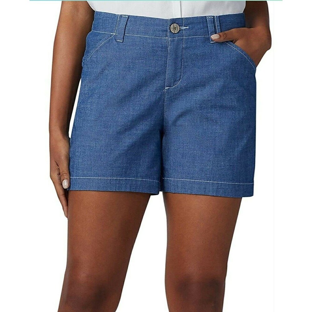 Lee Women's Regular Fit‎ Chino Bermuda Short - Size 4 Rinse Chambray